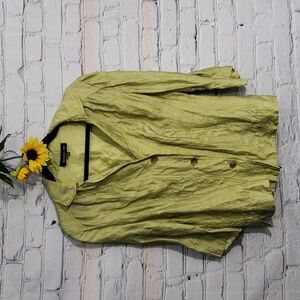 Jones New York linen jacket/ blouse chartreuse green Sz 10
